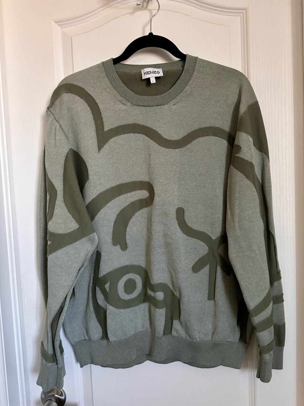 Kenzo Olive Green Abstract Crewneck Sweater. Unisex - Picture 7 of 13